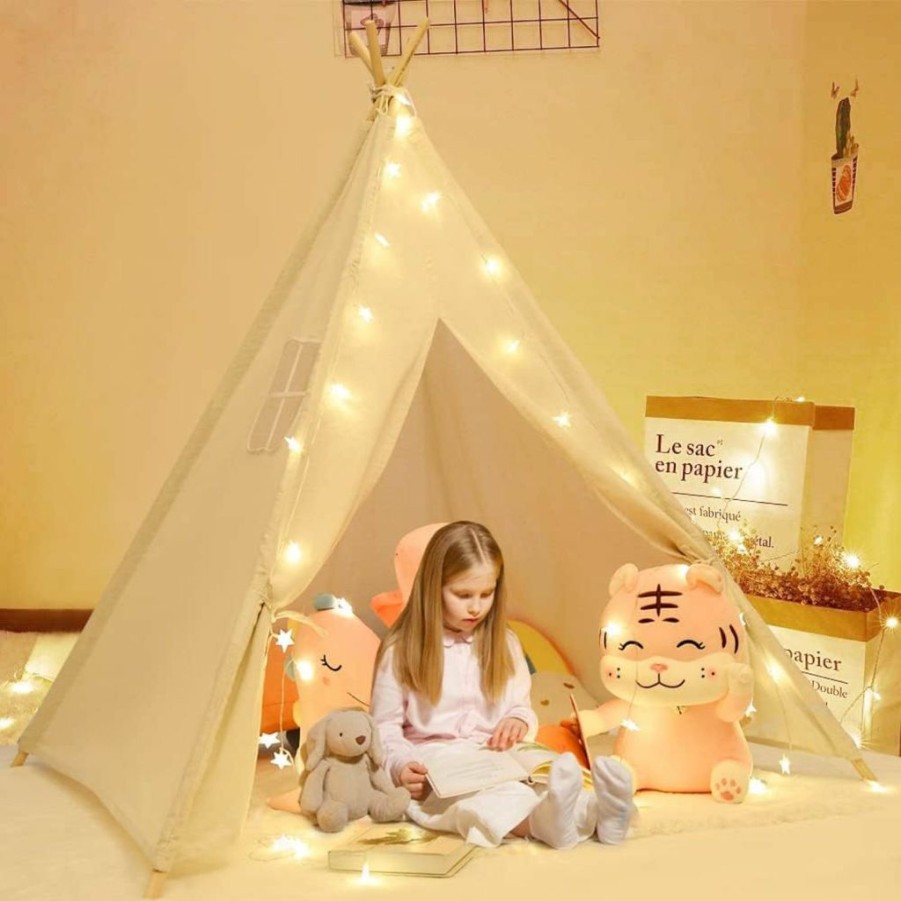 kyoryuger | Teepee Tent For Kids, Large Kids Play Tent 48 55 With Star Lights Indoor Outdoor Gifts For Kids Girl Gifts Boy Gifts Birthday Gifts Playhouse-Kids Tent Kids Teepee Play Tent Kids Tent, Picnic Tent