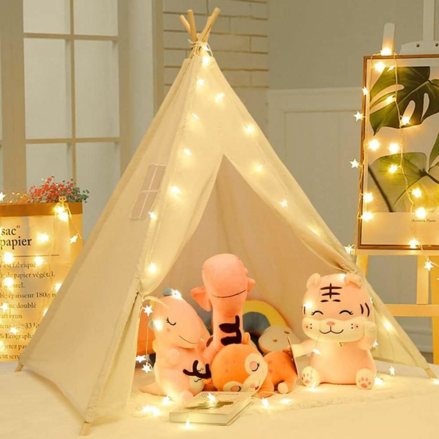 kyoryuger | Teepee Tent For Kids, Large Kids Play Tent 48 55 With Star Lights Indoor Outdoor Gifts For Kids Girl Gifts Boy Gifts Birthday Gifts Playhouse-Kids Tent Kids Teepee Play Tent Kids Tent, Picnic Tent