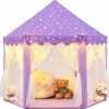 KIXINWA | Kixinwa Purple Princess Tent For Girls, Kids Play Tent With Led Small Star Lights, Castle Playhouse Tent For Children Toddlers Indoor Outdoor Games, 55 53 Inches