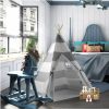 Ukadou | Teepee Tent For Kids Play Teepee For Boys Girls Indoor Play Teepee Tent For Boys Grey Stripe Teepee Kids Tent Indoor For Children Nursery Decor, Foldable Teepee For Boys & Girls Birthday Gift