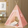 GAMENOTE | Gamenote Teepee Tent For Kids Indoor Tents With Mat, Inner Pocket, Unique Reinforcement Part - Foldable Kids Play Tent Canvas Tipi Childrens Tents For Girls & Boys (White)