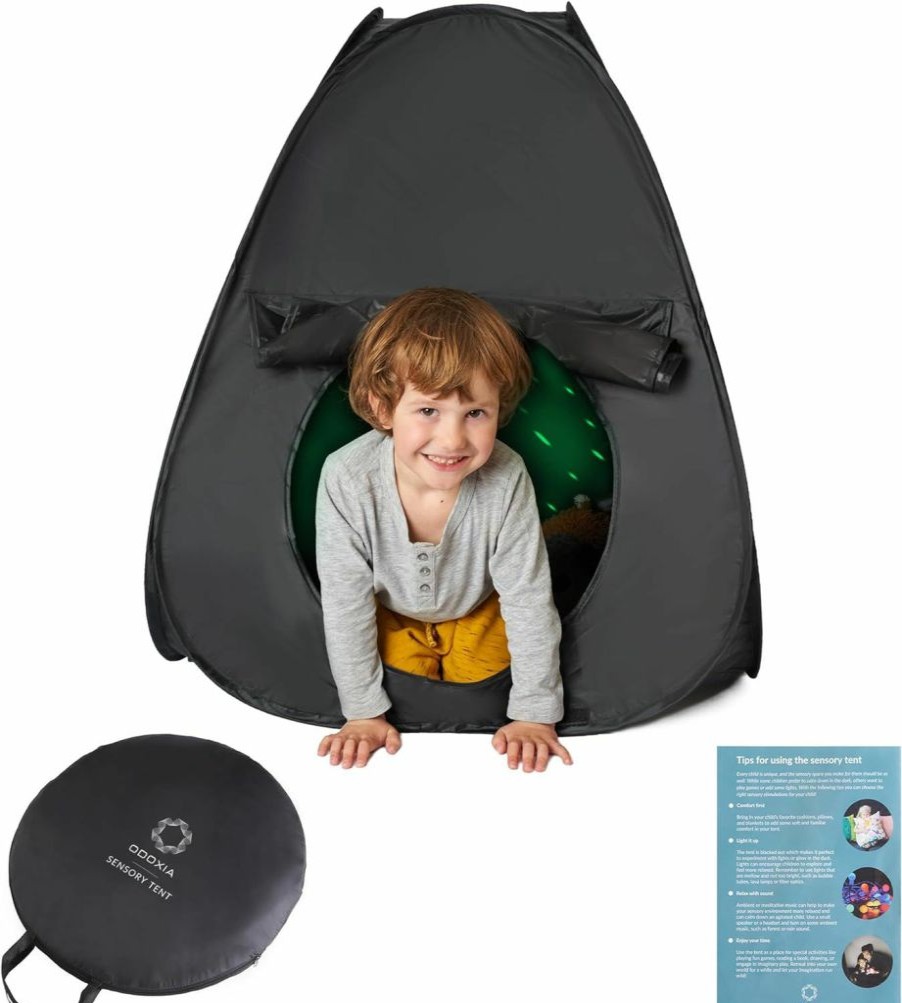 ODOXIA | Sensory Tent | Calm Corner For Children To Play And Relax | Sensory Toys For Autistic Children| Helps With Autism, Spd, Anxiety & Improve Focus | Black Out Sensory Tents For Autistic Children | Small