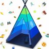 USA Toyz | Usa Toyz Happy Hut Teepee Tent For Kids - Indoor Pop Up Playhouse Tent For Boys, Girls, Toddler With Portable Storage Bag (Blue)