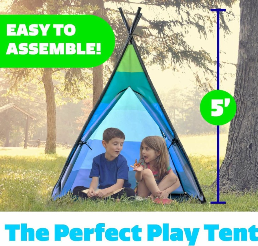 USA Toyz | Usa Toyz Happy Hut Teepee Tent For Kids - Indoor Pop Up Playhouse Tent For Boys, Girls, Toddler With Portable Storage Bag (Blue)