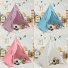 Wesnoy | Wesnoy 4 Pcs Teepee Tent For Kids Tent Indoor Foldable Toddler Play Tent Cotton Canvas Sleepover Tents Childrens Tent For Girls Boys Outdoor Playhouse Room Camping Study Read Play Game, 4 Colors