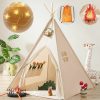 Tiny Land | Tiny Land Kids-Teepee-Tent With Lights & Campfire Toy & Carry Case, Natural Cotton Canvas Toddler Tent - Washable Foldable Teepee Tent For Kids Indoor Tent, Outdoor Play Tent For Girls & Boys